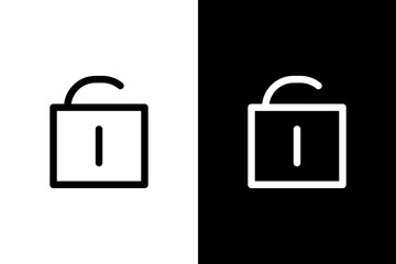 lock unlock white black outline icon