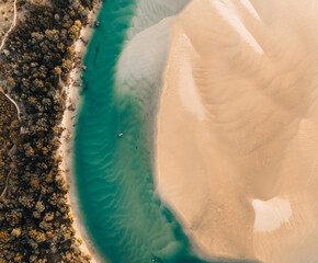 Wall Mural - aerial drone view of noosa river, byron gold coast sunshine coast, australia.