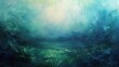 Abstract, underwater scene, oil painting, aquatic blues and greens, twilight, panoramic, tranquil depths. 