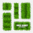 Green grass banners, background. Field, meadow texture, grassy landscape. Football playing pitch, soccer field. Sports ground, stadium. Ecology and environment protection. Vector illustration