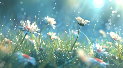 Poster - A Meadow of Blooming Daisies