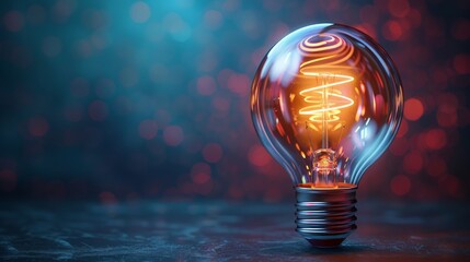 Wall Mural - Creativity and Design: A 3D vector illustration of a lightbulb with a camera lens inside