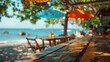 A beachside restaurant setting
