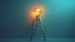 Inspiration and Motivation: A 3D vector illustration of a lightbulb with a ladder
