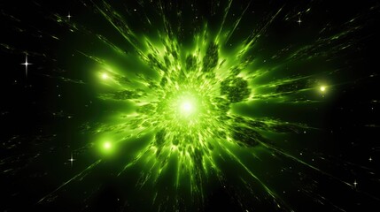 Wall Mural - green nebula explosion in space - abstract cosmic background