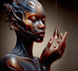 Fototapeta Niebo - Surreal woman holding mystical drop