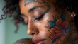 Anime Tattoo A Young African Woman Showcases Intricate Ink Designs Reflecting Emotions
