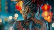 Vibrant Ink Narratives: Young Woman Embodies Anime Art and African Heritage in Captivating Tattoos