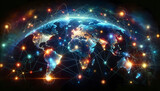 Fototapeta Góry - Inter-liking concept of network on earth