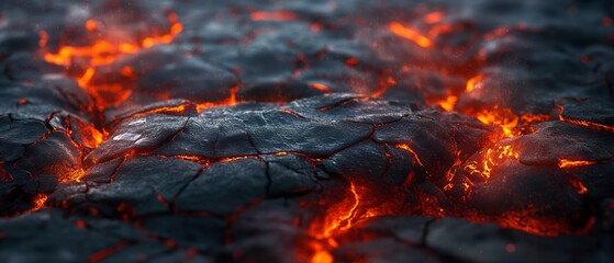 Wall Mural - abstract background of extinct lava with red gaps.