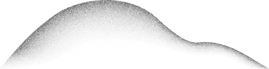 Poster - Noisy grainy mountain with gradient stipple sand effect. Dotted black abstract texture. Wavy grunge spray gradation shape. Vintage stipple hills shade.