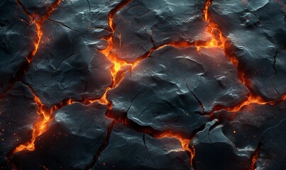 Wall Mural - Abstract background of extinct lava with red gaps.