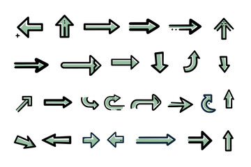 Fototapete - Arrow collection vector. Collection hand drawn arrows. Arrow icons set. Doddle and sketch arrow set. Direction symbols vector illustration