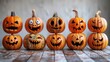Collection of Expressive Pumpkin Designs with Diverse Emotions Generative AI