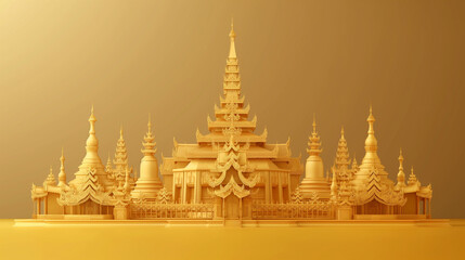 vector of Shwedagon pagoda buddha temple golden pagoda made from gold, famous travel destination landmark in Yangon City of Myanmar or Burma, South East of Asia