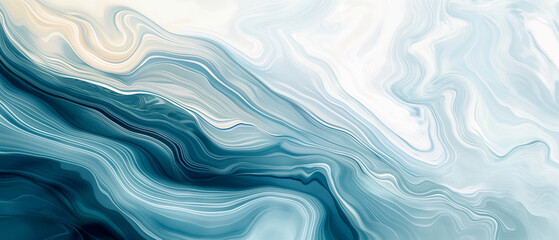Wall Mural - Arctic swirl layers of cerulean and ivory undulate in a cool abstract wave