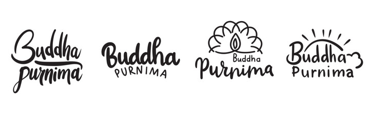 Buddha Purnima text. Hand drawn vector art.