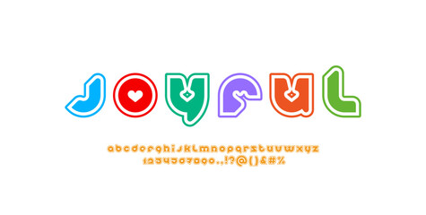 Leinwandbilder - Alphabet font with heart, modern letters and numbers, vector illustration 10EPS.