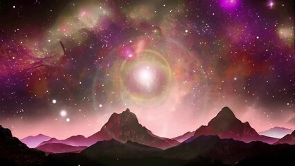 Wall Mural - spiritual mountain landscape with surreal night sky