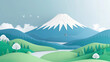 vector of Fuji mountain view, famous mountain travel destination in Japan with snow on top of mountain where is the landmark of Japan