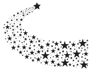 Wall Mural - flying star, comet with tail, falling meteor, abstract galaxy element. black silhouette of shooting 