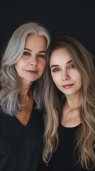 Wall Mural - Portrait of elder woman with daughter 