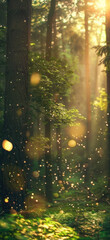 Wall Mural - Enchanted Forest and Luminous Whispers, Amazing and simple wallpaper, for mobile