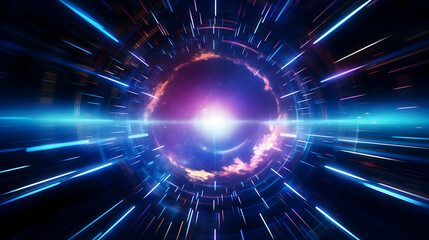 Aufkleber - Delve into the realm of technology with an abstract HUD tunnel, where mesmerizing motion graphics of data centers, servers, and internet speed create a visual symphony, all presented in stunning HD by