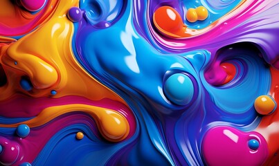 Poster - colorful background with oil paint splashes.