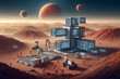© Anna - mars colonization habitat with astronauts and rovers in operation