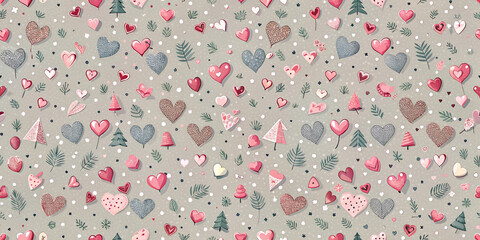 Wall Mural - Happy valentine's day seamless valentine elements background