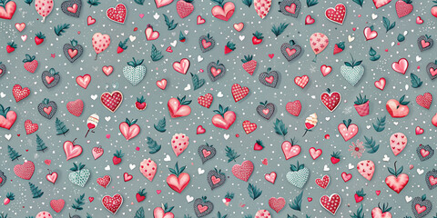 Wall Mural - Happy valentine's day seamless valentine elements background