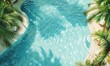 Capture the vibrant, crystal-clear waters of a summer swimming pool from an aerial perspective in a photorealistic digital rendering