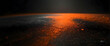 Dramatic image with an orange glow on a reflective surface, evoking warmth and a fiery essence in a modern abstract context