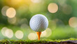Golf Ball on Tee in Grass. Generative AI