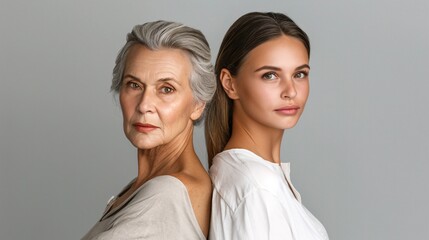 Wall Mural - beauty portrait of woman and her daughter