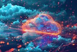 Fototapeta Przestrzenne - A cloud effortlessly floats through the sky, defying gravity and creating a mesmerizing sight, A vibrant interpretation of data backup on cloud storage, AI Generated