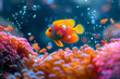 Vibrant Orange Clownfish Amidst Coral Underwater Ecosystem