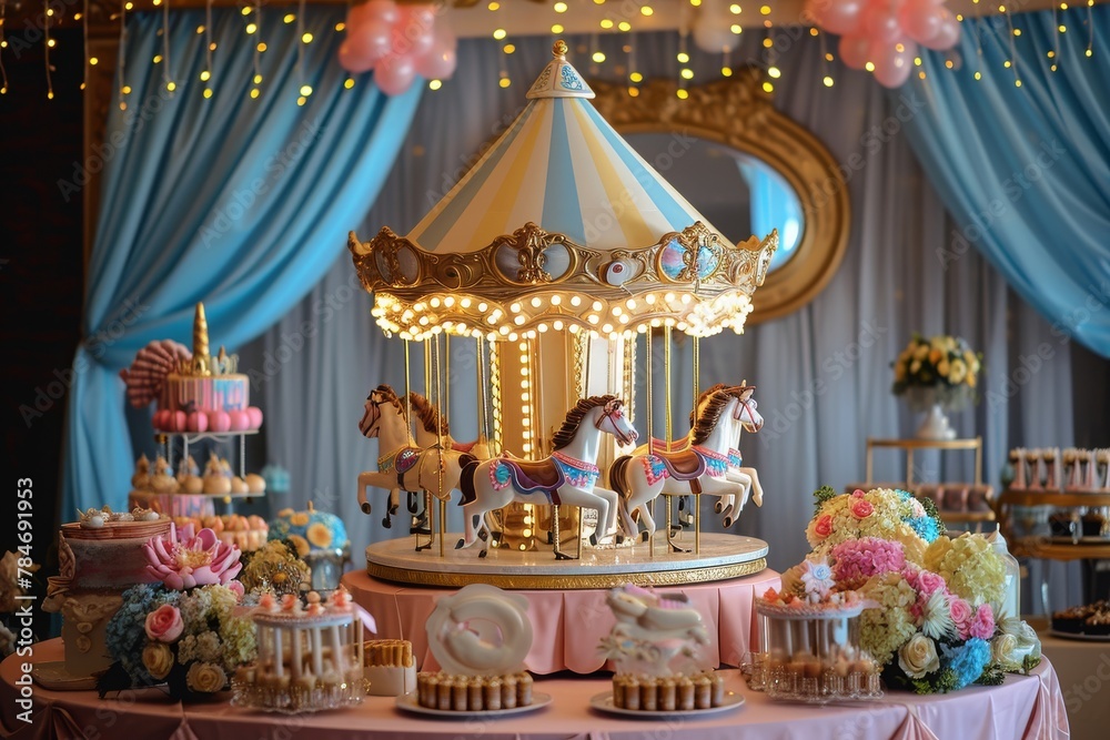 Carousel Set Up for a Birthday Party, A vintage carousel celebration ...
