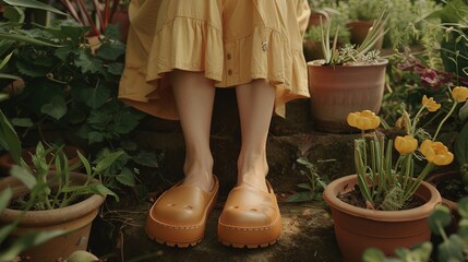 Wall Mural - photo of woman wearing clogs 