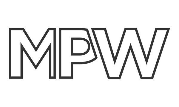 MPW logo design template with strong and modern bold text. Initial based vector logotype featuring simple and minimal typography. Trendy company identity.