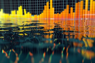 Poster - This image showcases a vibrant and colorful background featuring various lines and patterns, A waterfall chart showing changes in equity values, AI Generated