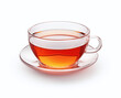 A glass cup of tea isolated on a white background