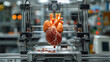 Bioengineered 3D printer produces a human heart. Genetic futuristic technology