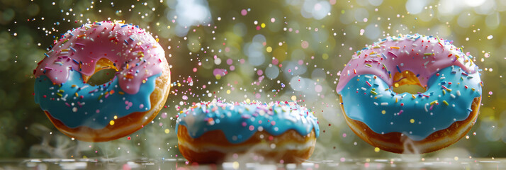 Delectable Colorful Donuts with Sprinkles in Festive Setting