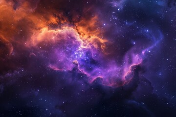 Wall Mural - this photo captures a vibrant space with an abundance of stars and swirling clouds, a wispy nebula, 