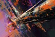 Abstract Painting of a City With Buildings, Abstract representation of a space station in the distant future, AI Generated