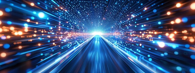 Abstract technology background of high speed global data transfer, ultra fast broadband and connection, digital cyber tech motion