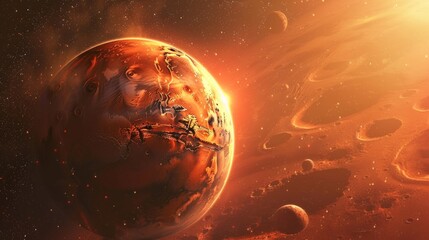 Wall Mural - planet Mars generative ai