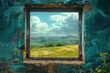 A single window set against a vast expanse of sky or landscape